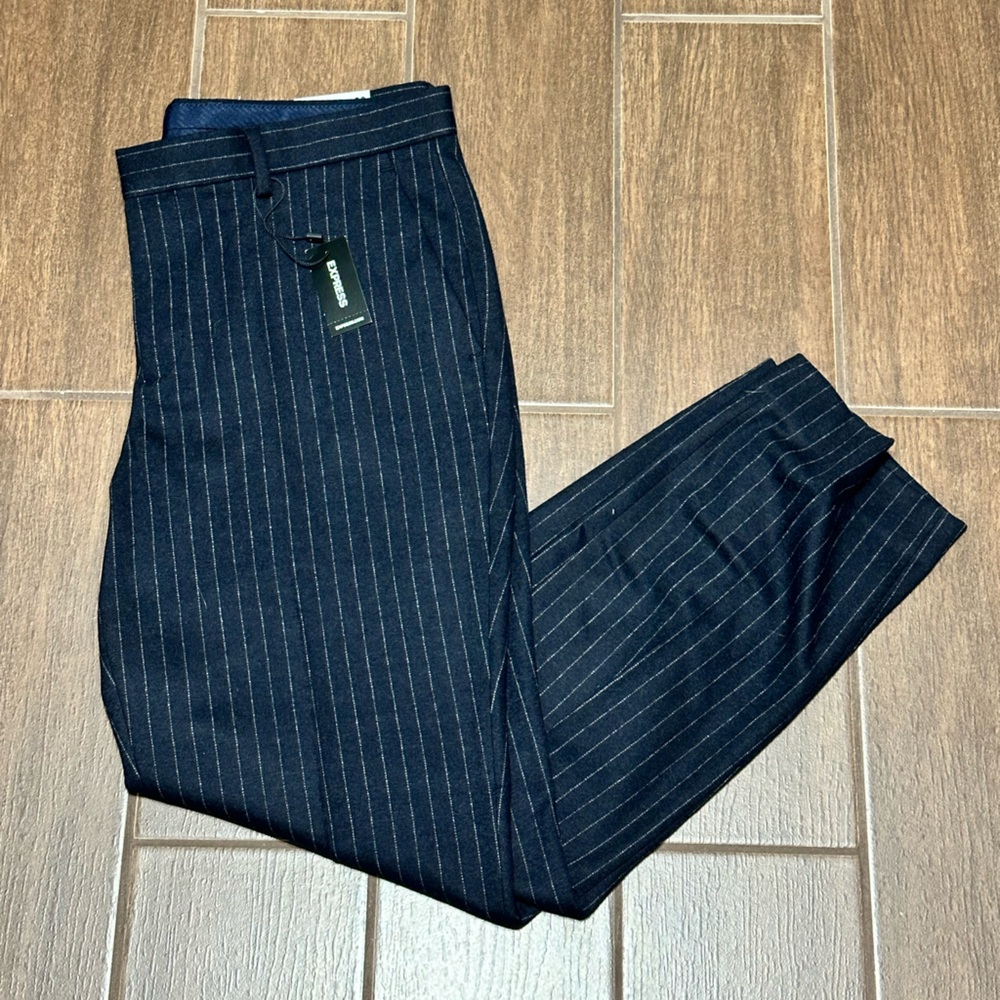 Express Navy Pinstripe Trousers